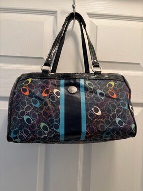 Coach Multicolor Signature Stripe Satchel Shoulder Bag